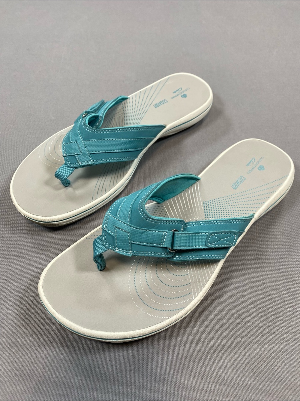 Cloudsteppers by Clarks Women's Teal Adjustable Toe-Post Sandals